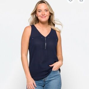 Fortune + Ivy (Stitch Fix) Navy Sleeveless Top SZ M - NWT